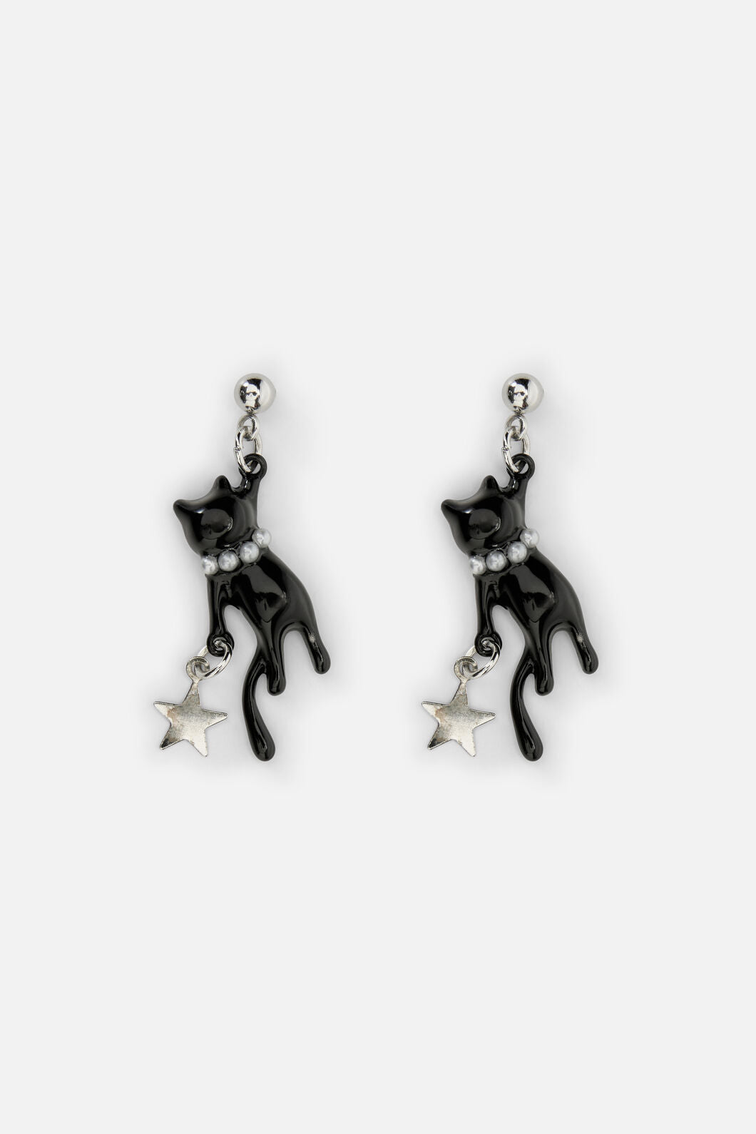 Dangerfield NZ - Hanging Cat Earrings - black