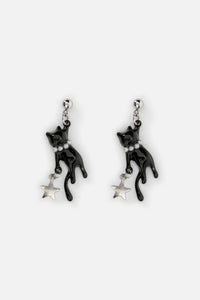Dangerfield NZ - Hanging Cat Earrings - black