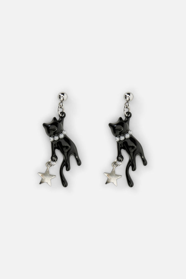 Dangerfield NZ - Hanging Cat Earrings - black