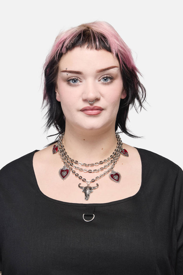 Dangerfield NZ - Layered Charm Necklace - silver