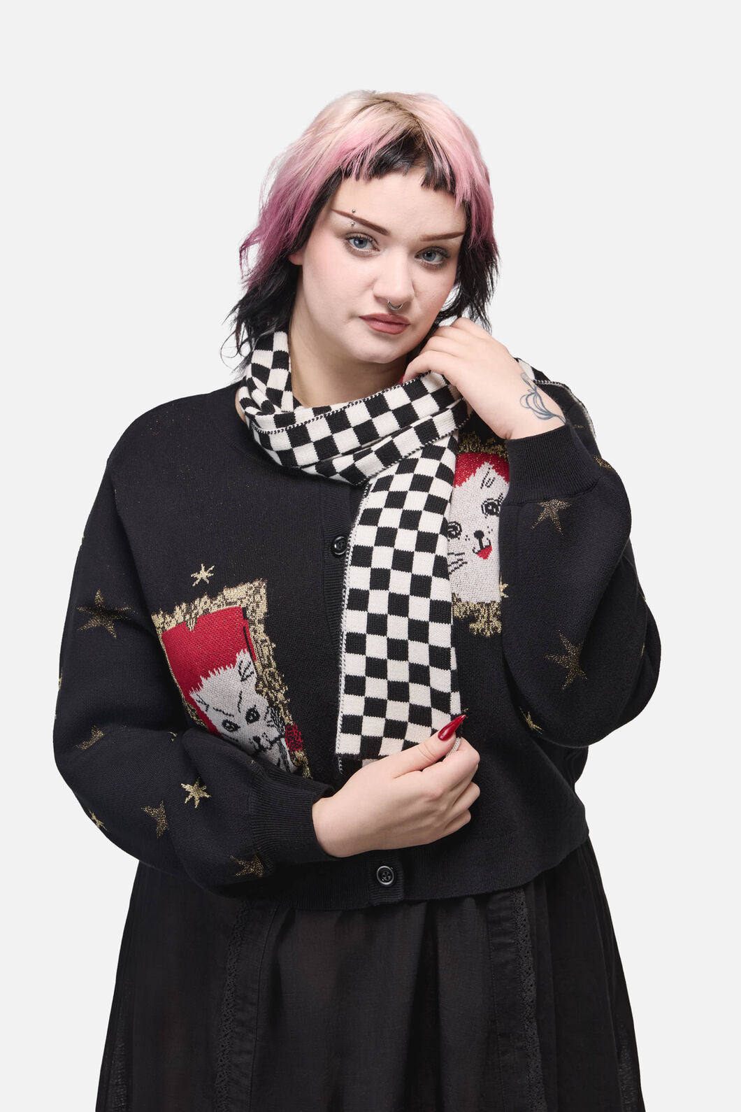 Dangerfield NZ - Checkerboard Scarf - black-white