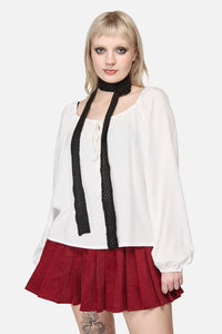 Dangerfield NZ - Black Narrow Daisy Pin Scarf - black