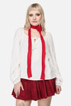Dangerfield NZ - Red Narrow Daisy Pin Scarf - red