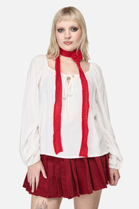 Dangerfield NZ - Red Narrow Daisy Pin Scarf - red