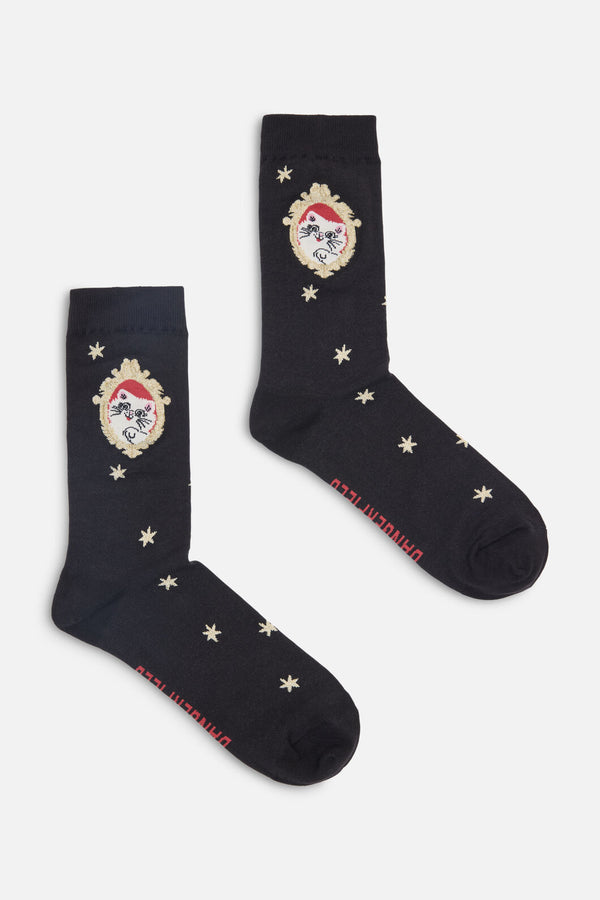 Dangerfield NZ - Official Cat Portrait Sock - black