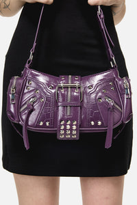 Dangerfield NZ - Moto Stud Zip Bag - purple
