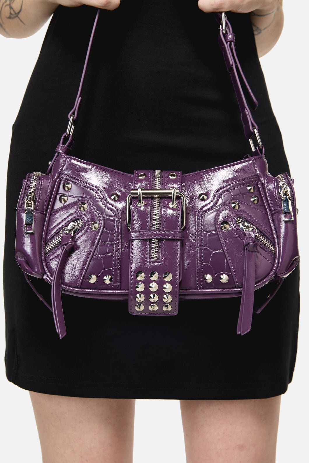 Dangerfield NZ - Moto Stud Zip Bag - purple