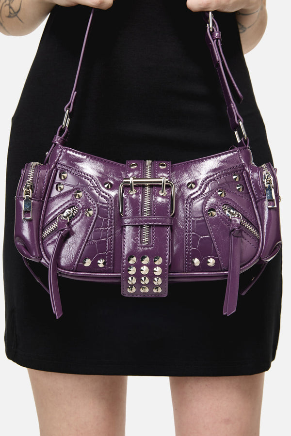 Dangerfield NZ - Moto Stud Zip Bag - purple