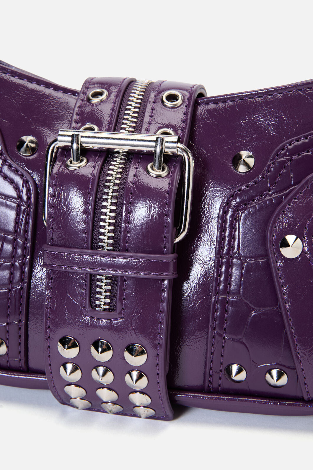 Dangerfield NZ - Moto Stud Zip Bag - purple