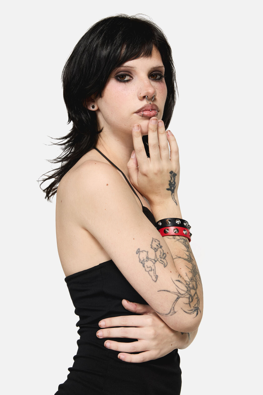 Dangerfield NZ - Round Stud Cuff Set - black-red