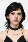 Dangerfield NZ - Ribbon & Lace Choker - purple-black