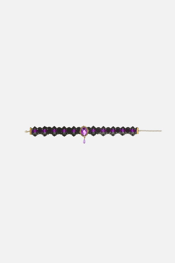 Dangerfield NZ - Ribbon & Lace Choker - purple-black