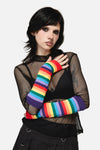 Dangerfield NZ - Rainbow Long Fingerless Gloves - rainbow