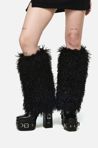 Dangerfield NZ - Shaggy Faux Fur Legwarmers - black