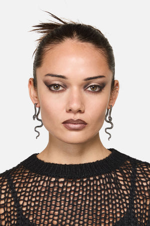 Dangerfield NZ - Through The Ear Snake Earrings - silver