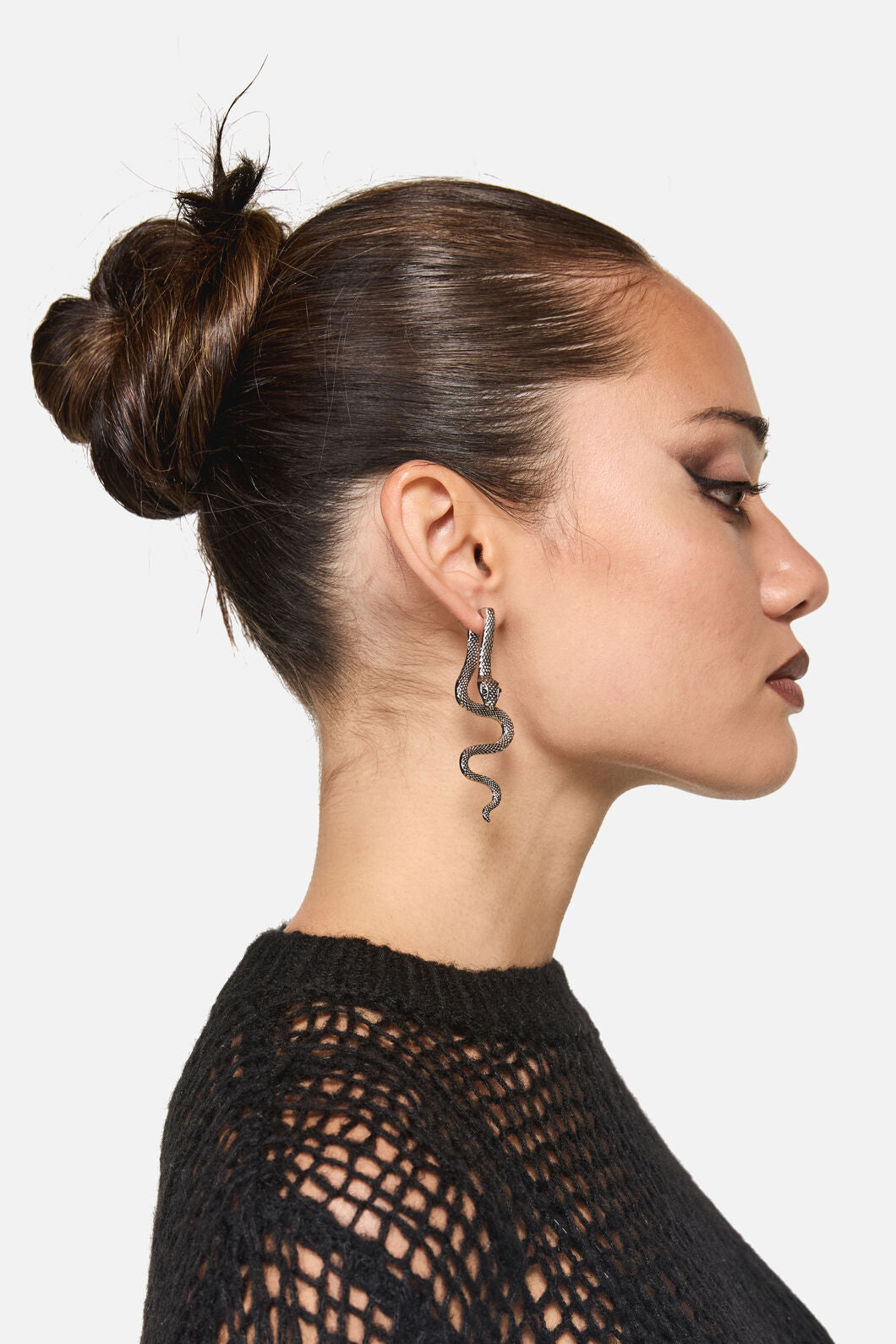 Dangerfield NZ - Through The Ear Snake Earrings - silver