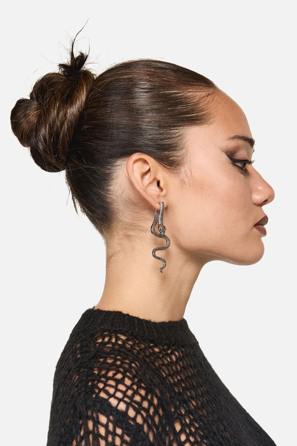 Dangerfield NZ - Through The Ear Snake Earrings - silver