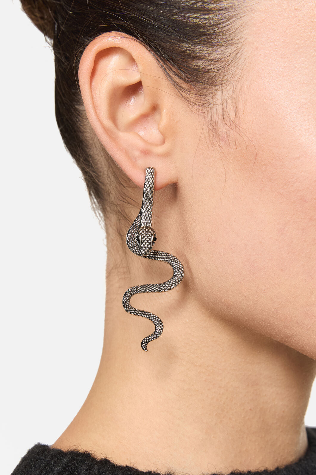Dangerfield NZ - Through The Ear Snake Earrings - silver