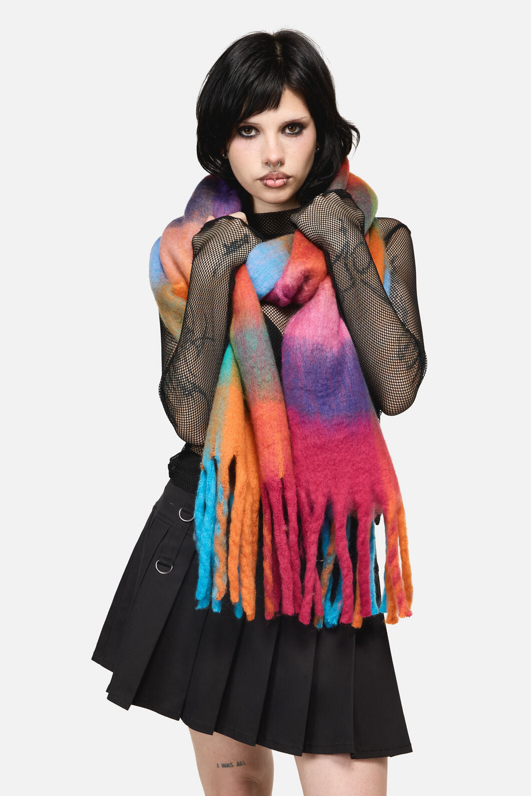 Dangerfield NZ - Rainbow Check Scarf - rainbow