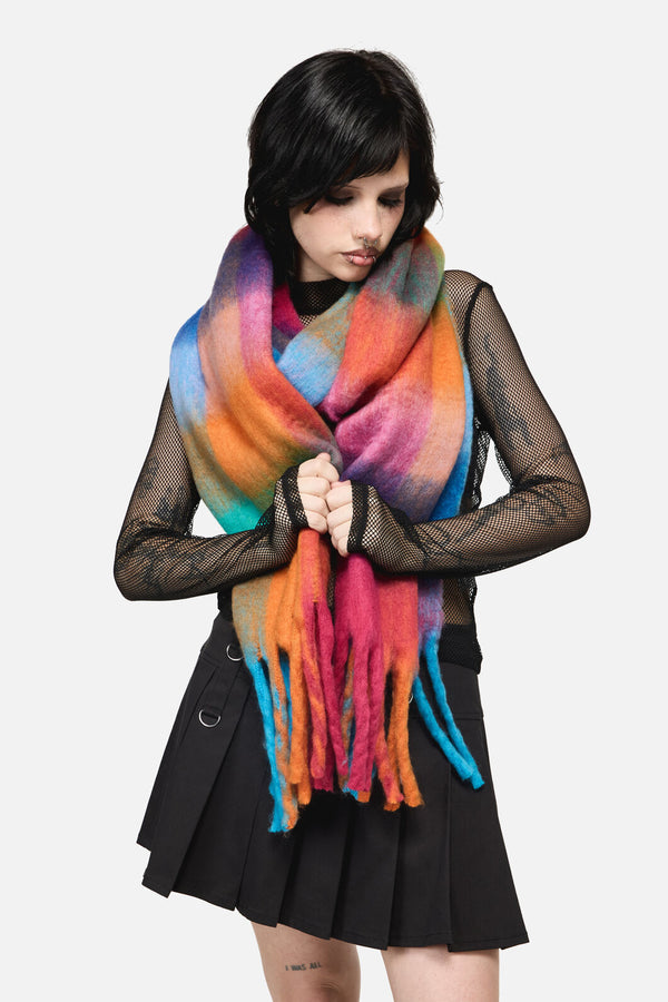 Dangerfield NZ - Rainbow Check Scarf - rainbow