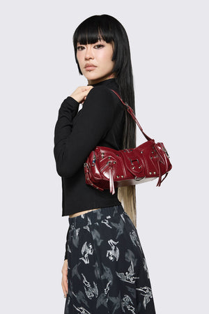 Dangerfield NZ - Dark Red Stud Shoulder Bag - dark-red