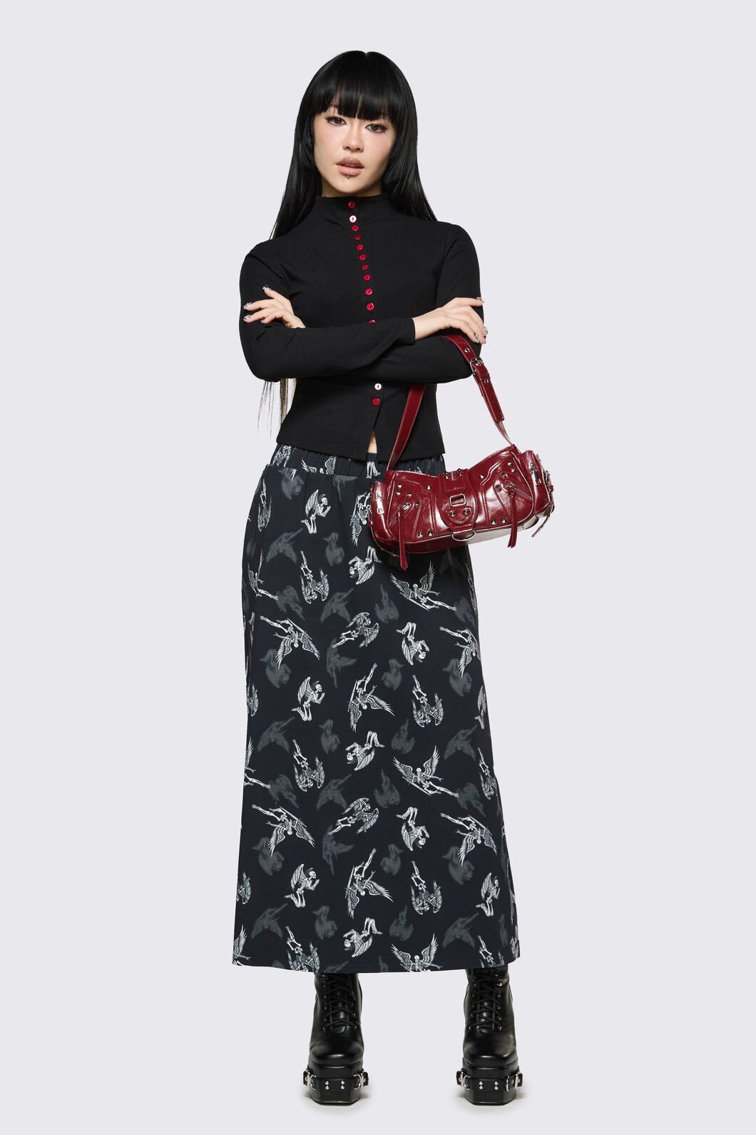Dangerfield NZ - Dark Red Stud Shoulder Bag - dark-red