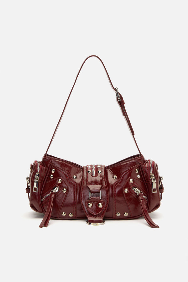 Dangerfield NZ - Dark Red Stud Shoulder Bag - dark-red