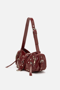 Dangerfield NZ - Dark Red Stud Shoulder Bag - dark-red