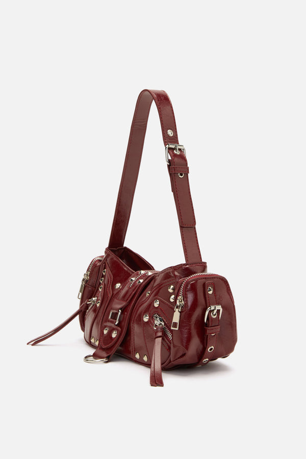 Dangerfield NZ - Dark Red Stud Shoulder Bag - dark-red