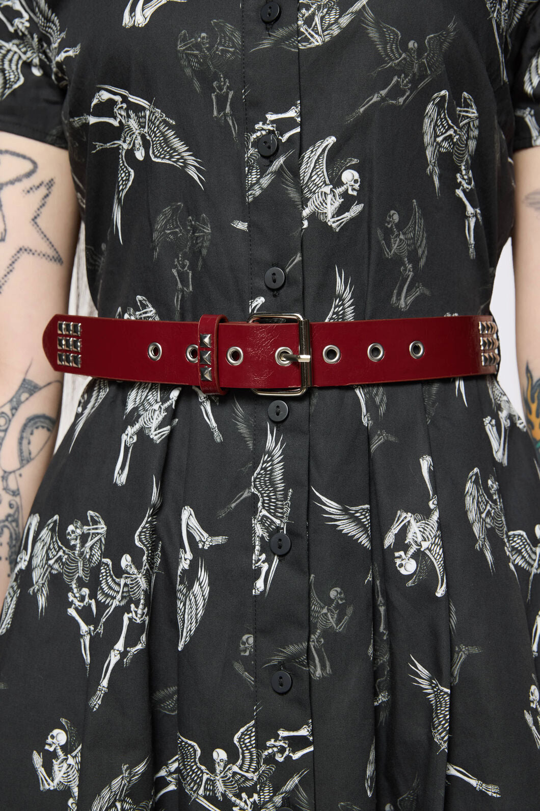 Dangerfield NZ - Dark Red Pyramid Stud Belt - dark-red