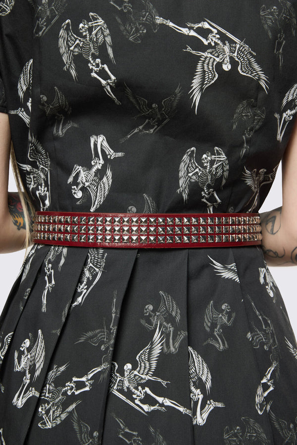 Dangerfield NZ - Dark Red Pyramid Stud Belt - dark-red