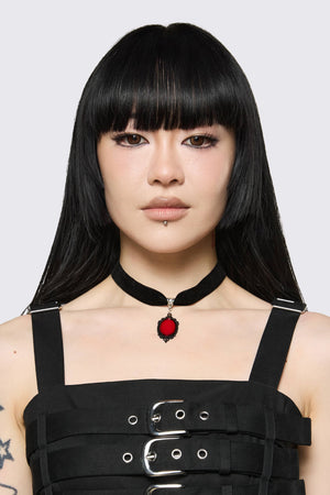 Dangerfield NZ - Red Velvet Charm Choker - black-red
