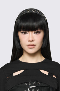 Dangerfield NZ - Denim Eyelet Headband - black