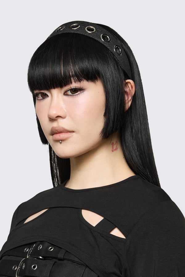Dangerfield NZ - Denim Eyelet Headband - black