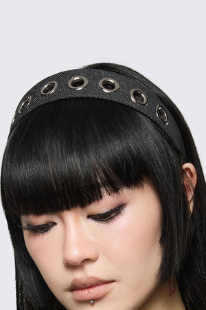 Dangerfield NZ - Denim Eyelet Headband - black