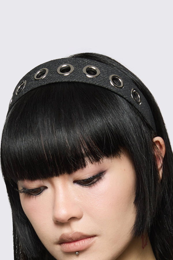 Dangerfield NZ - Denim Eyelet Headband - black