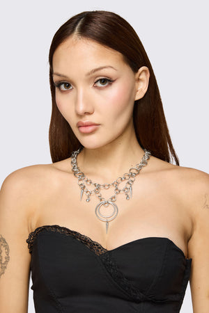 Dangerfield NZ - Chain & Rings Necklace - silver