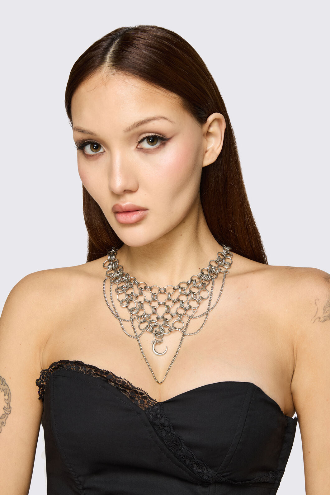 Dangerfield NZ - Chain Moon Necklace - silver