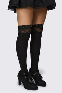 Dangerfield NZ - Long Lace Top Sock - black