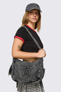 Dangerfield NZ - Embossed Star Denim Bag - dark-grey