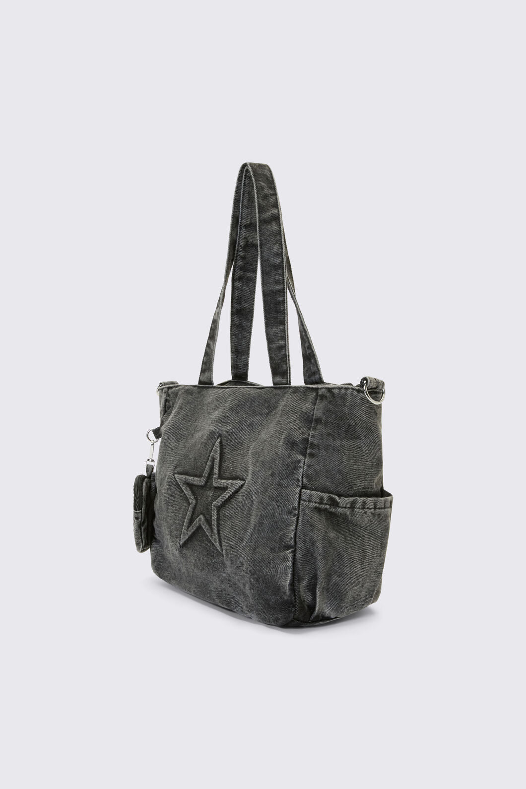 Dangerfield NZ - Embossed Star Denim Bag - dark-grey