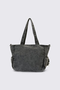 Dangerfield NZ - Embossed Star Denim Bag - dark-grey