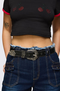 Dangerfield NZ - Fancy Flower Buckle Belt - black