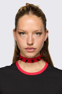 Dangerfield NZ - Red & Black Spike Choker - red