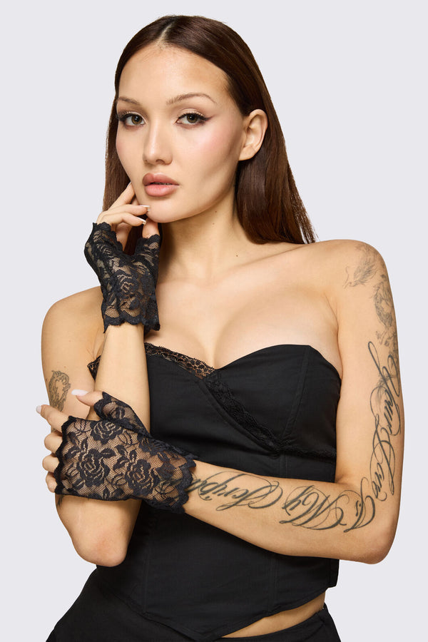 Dangerfield NZ - Black Rose Lace Gloves - black
