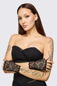 Dangerfield NZ - Black Rose Lace Gloves - black