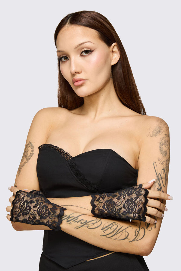 Dangerfield NZ - Black Rose Lace Gloves - black