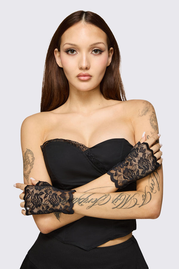 Dangerfield NZ - Black Rose Lace Gloves - black