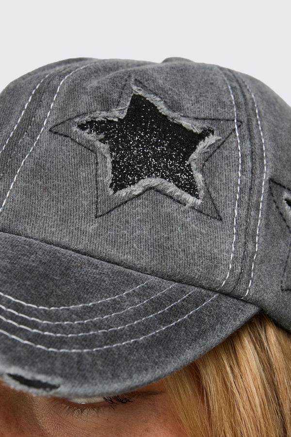 Dangerfield NZ - Star Patch Denim Cap - dark-grey