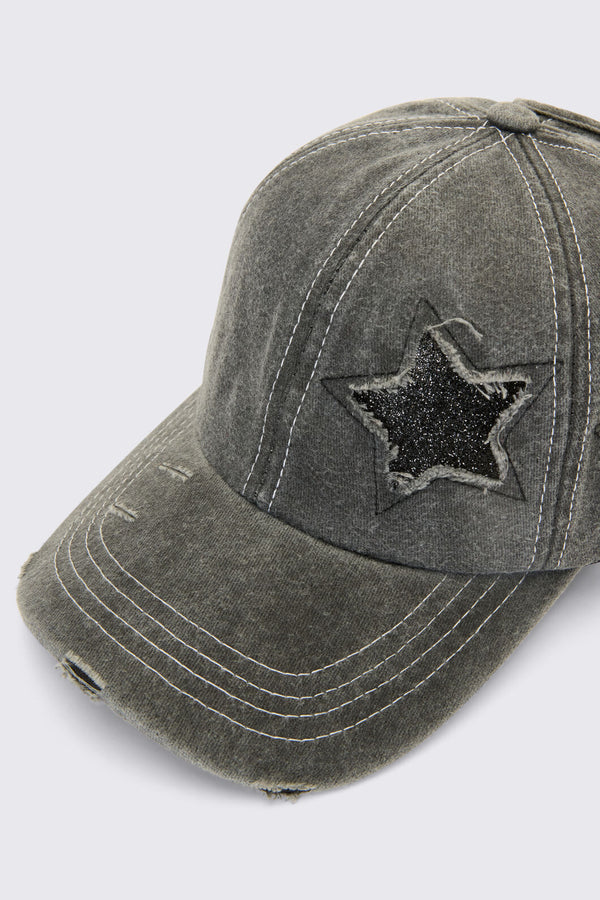 Dangerfield NZ - Star Patch Denim Cap - dark-grey